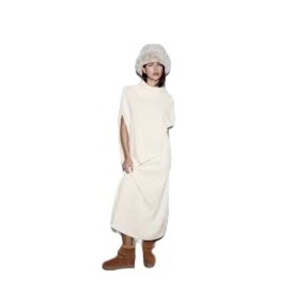NWOT ZARA Cream Large Ribbed Turtleneck Poncho Sweater - Picture 1 of 16